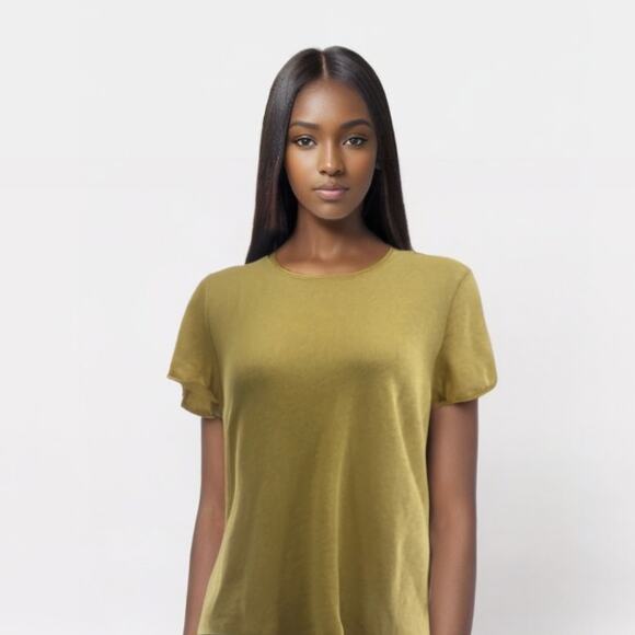Nation LTD. Andi Rolled Sleeve Yellow Tee - Picture 1 of 12